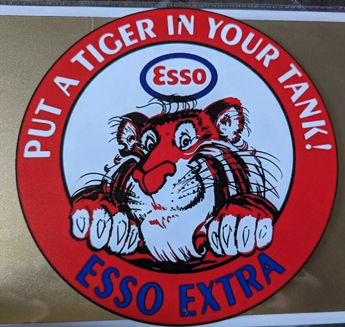Round Esso Sign 8 inch Put A Tiger In Your Tank New