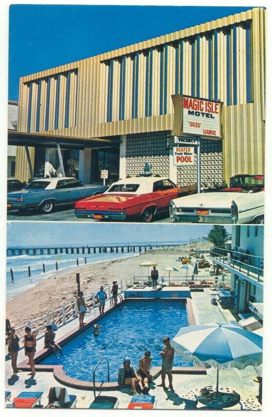 Miami Beach FL Magic Isle Motel Collins Ave. Postcard Florida