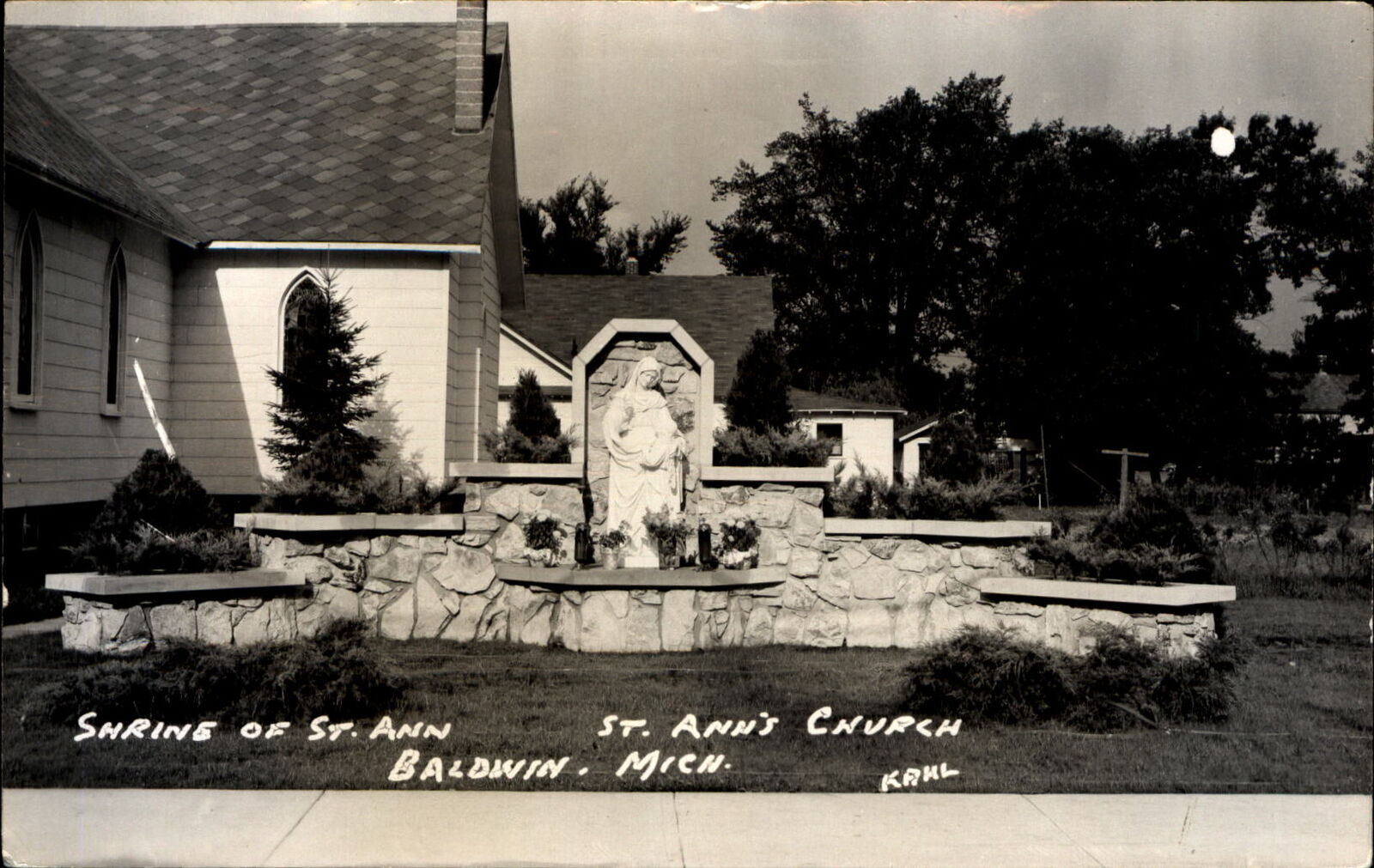 Shrine of St Ann~St Ann\'s Church~Baldwin Michigan MI~RPPC mailed 1962 Bitely