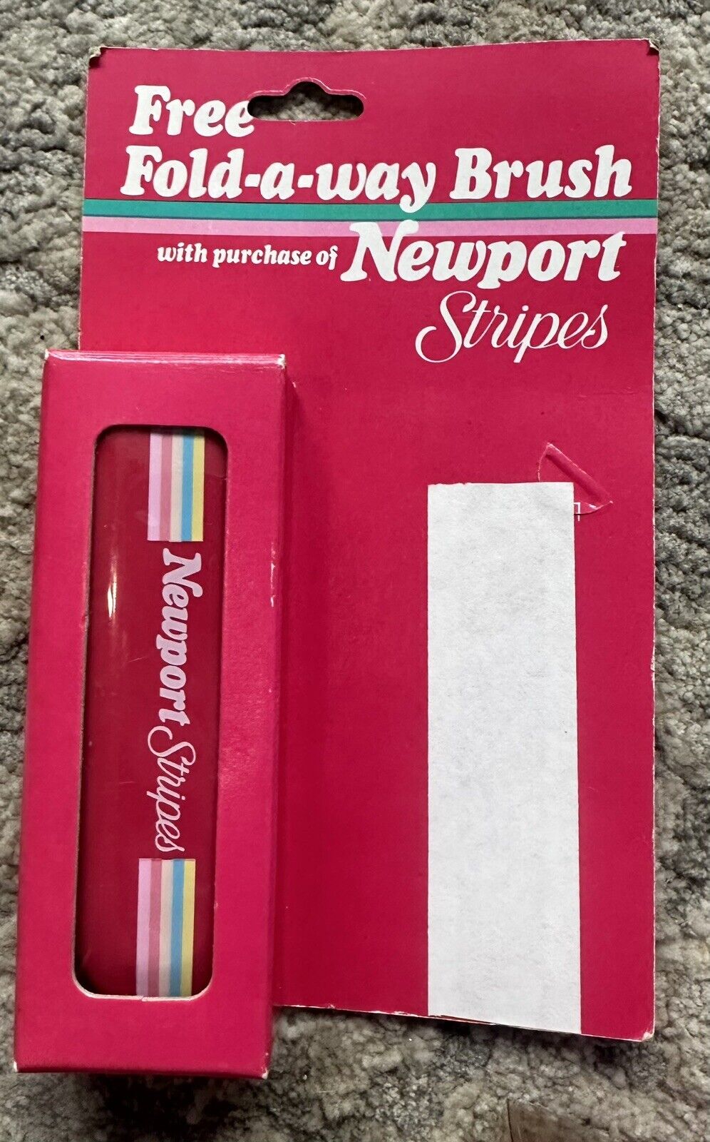 Vintage Newport Stripes Cigarettes Fold-A-Way Brush Red 1989 New Tobacciana Ad