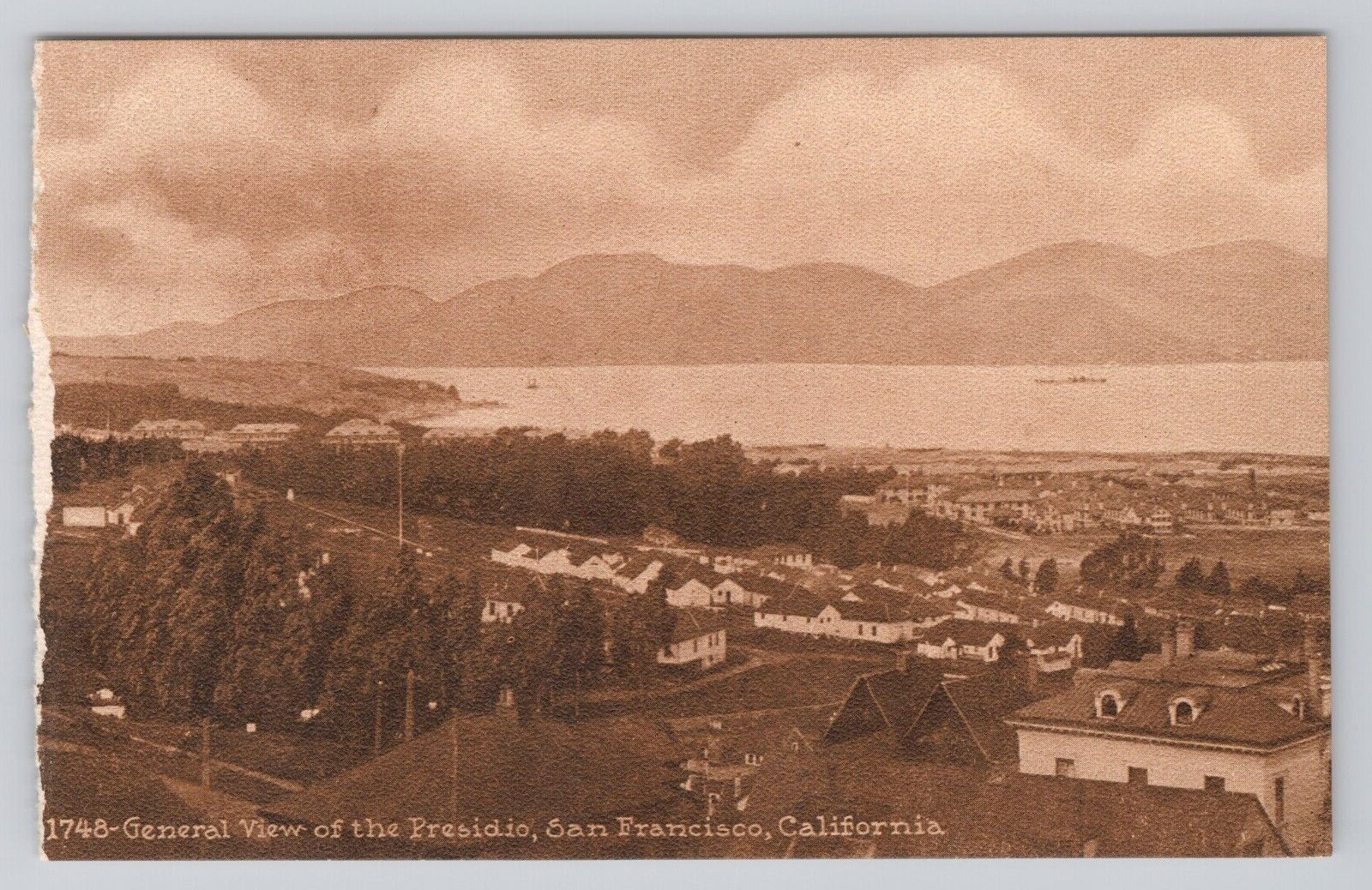 Postcard General View of the Presidio San Francisco California 1748 Sepia bay