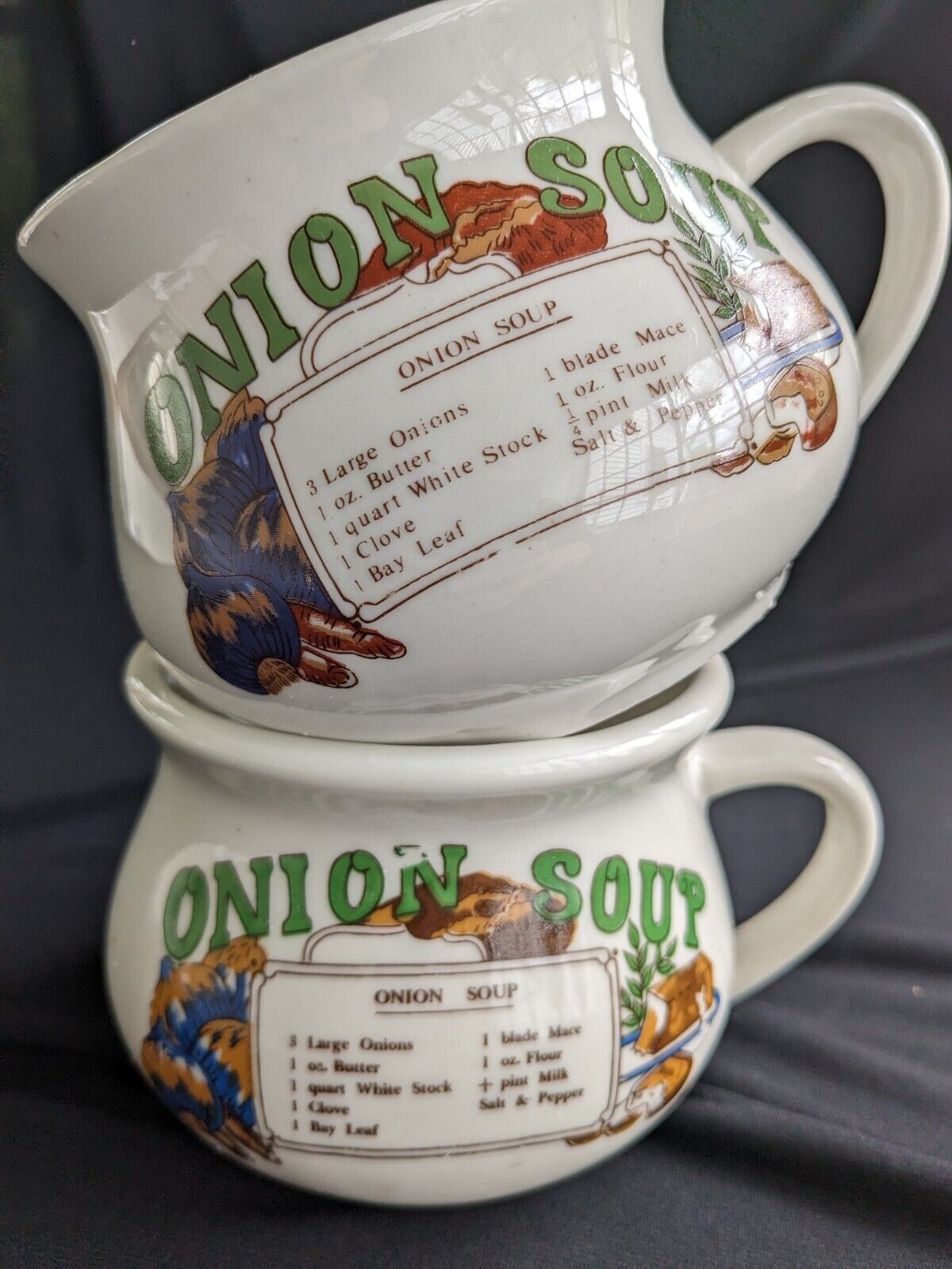 Vintage Onion Soup Recipe Mugs (Set Of 2)