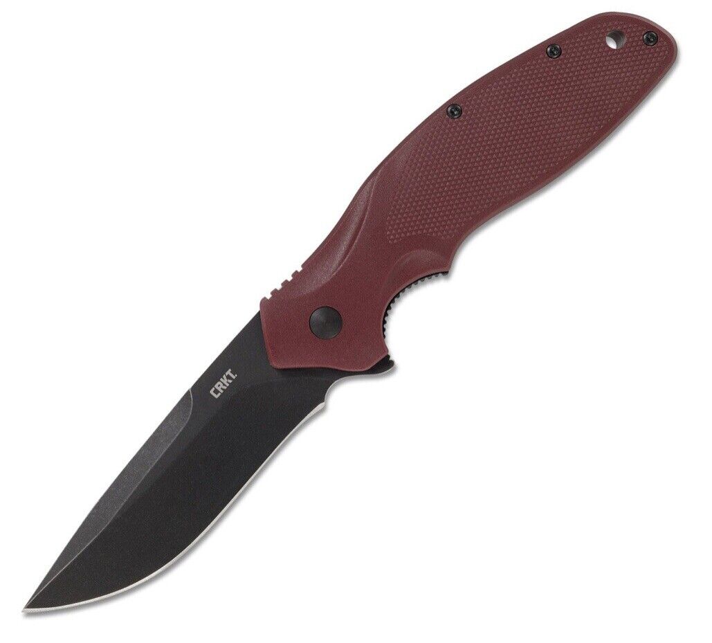 Columbia River CRKT Shenanigan Folding Knife, Maroon GRN Handles K800RKP