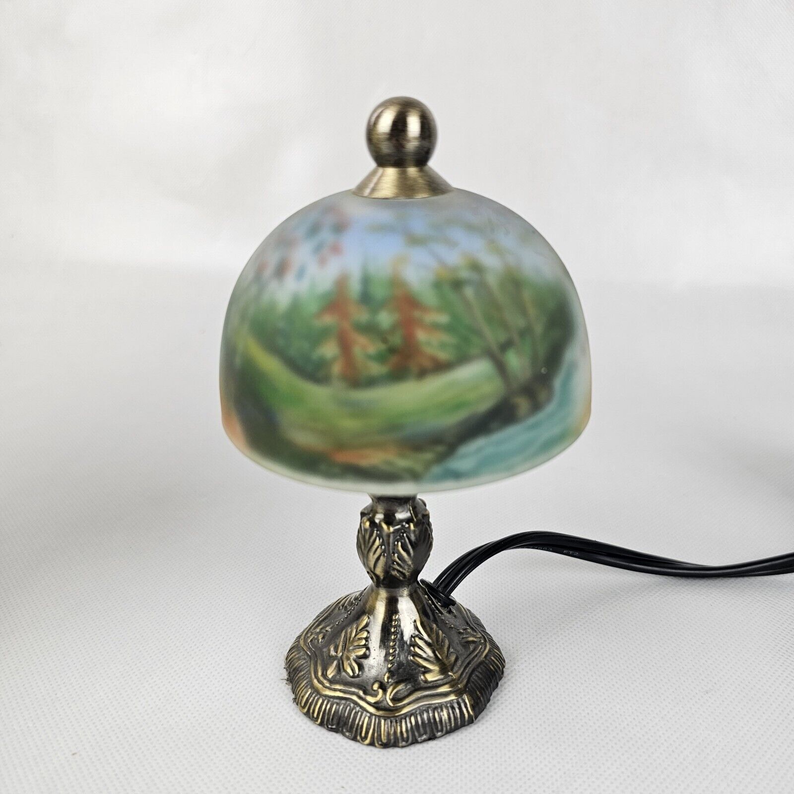 Antique Art Nouveau Detailed Reverse Painted Polychrome Boudoir Lamp REWIRED
