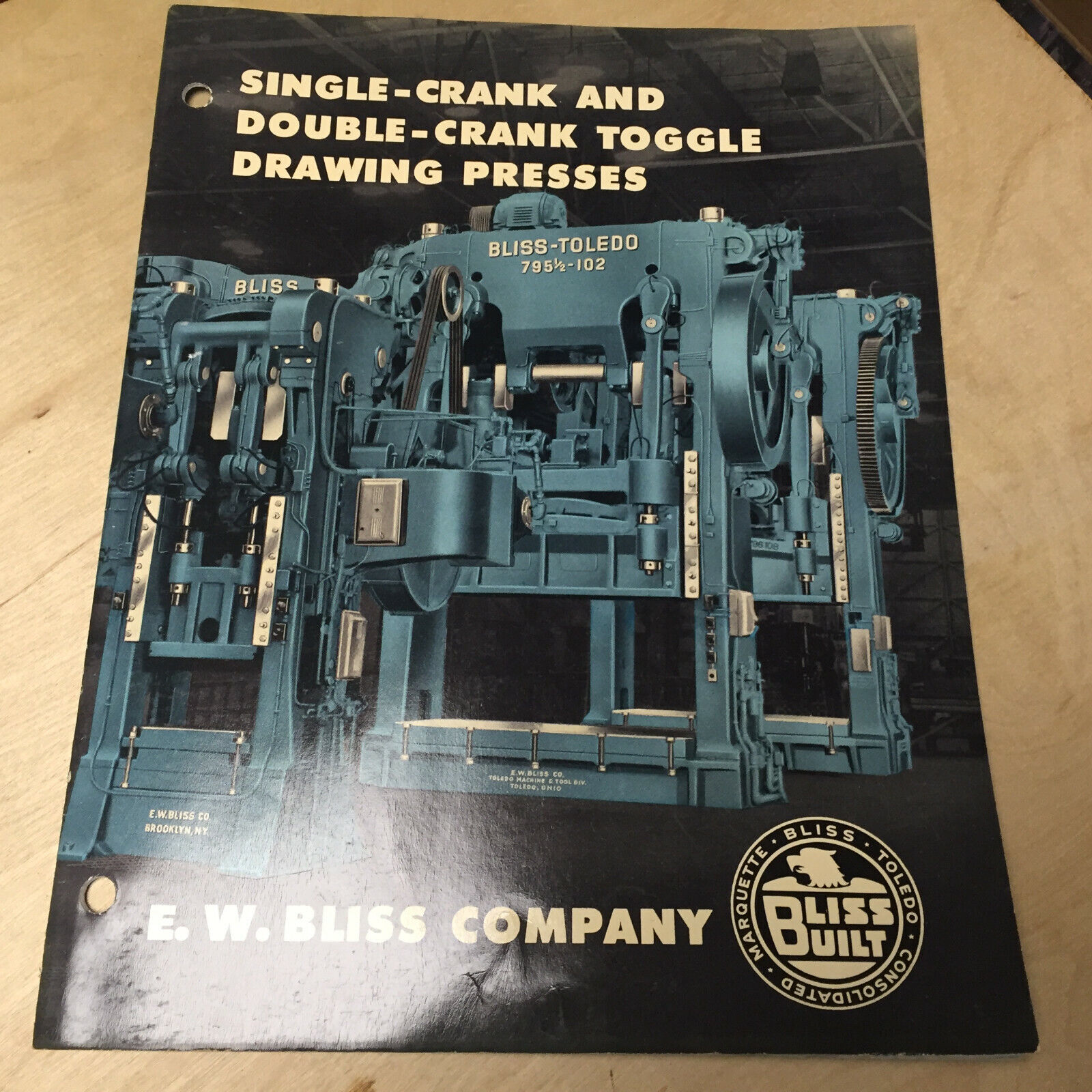 Vtg E.W Bliss Co Catalog Single-Crank Double-Crank Toggle Drawing Presses 1940s