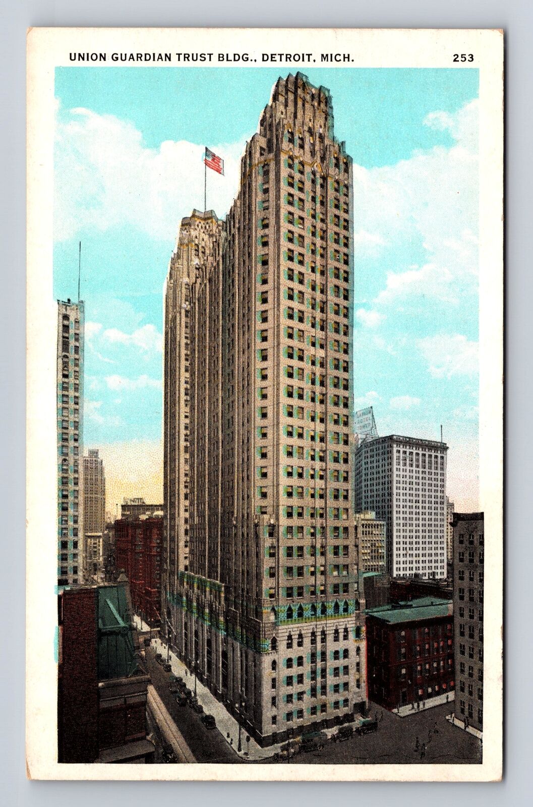 Detroit MI- Michigan, Aerial Union Guardian Trust Building, Vintage Postcard
