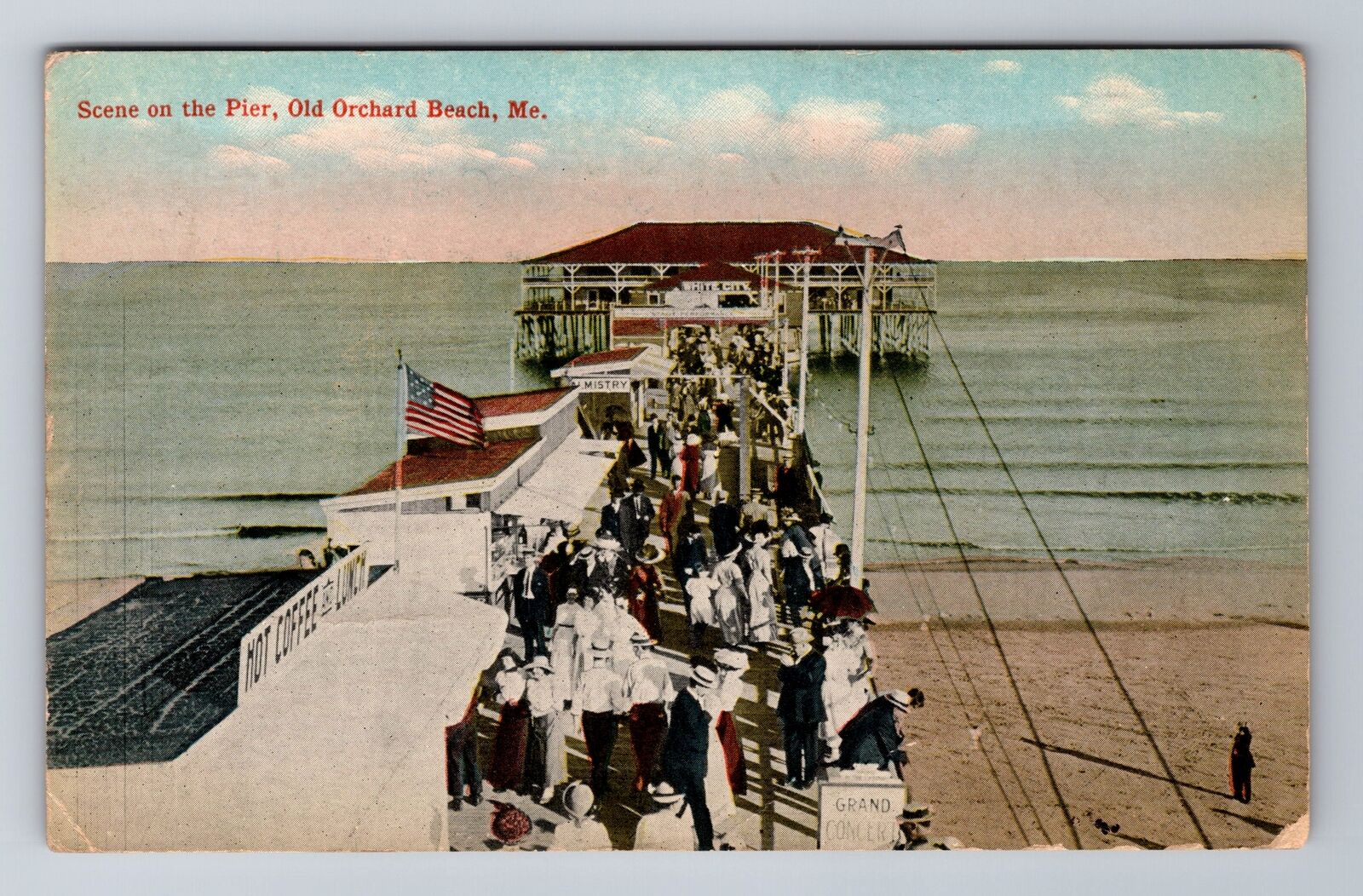 Old Orchard Beach ME-Maine, Scene On The Pier, Antique Vintage c1915 Postcard