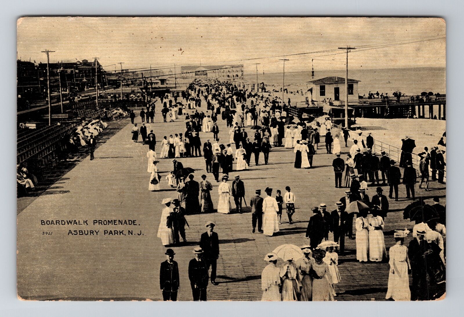 Asbury Park NJ-New Jersey, Boardwalk Promenade Vintage Souvenir Postcard