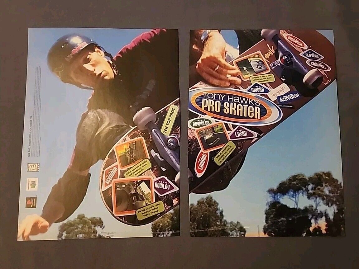 Vintage Tony Hawk's Pro Skater for N64 & PS1 Magazine Print Ad - Ready To Frame