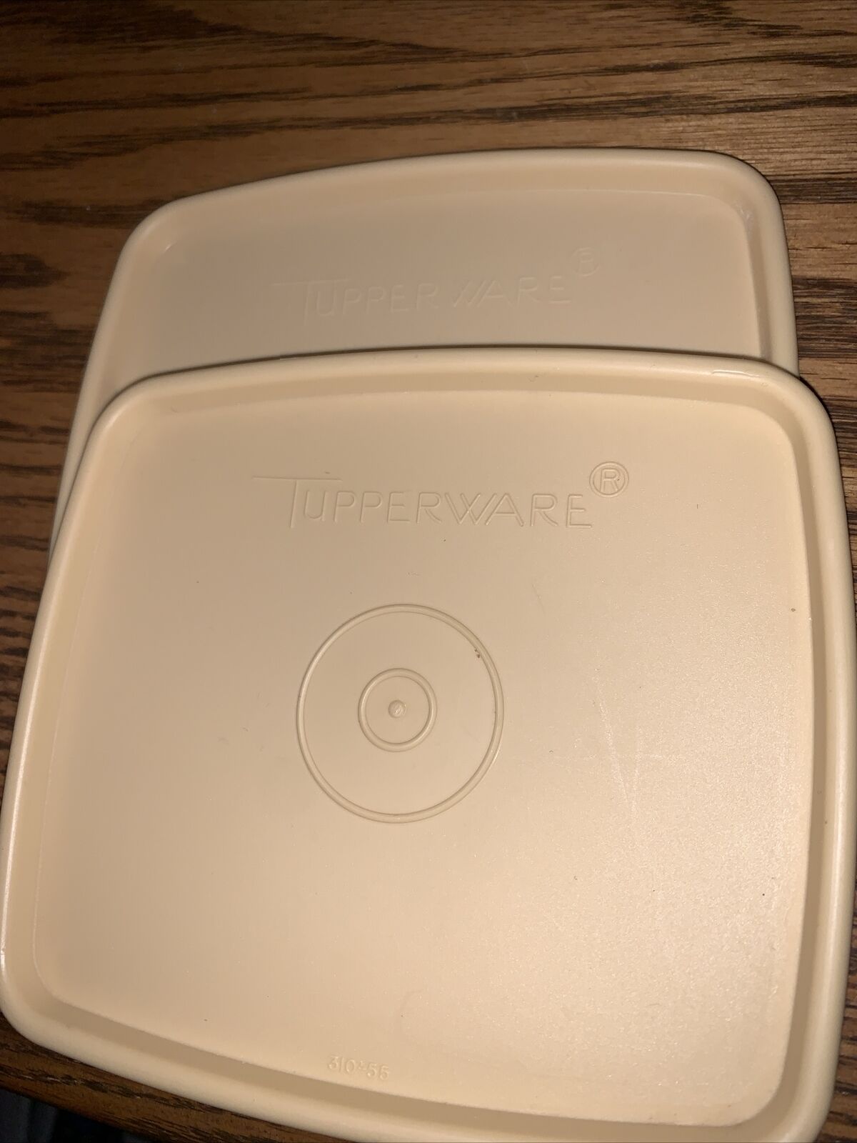 2 Vintage Tupperware #310 Replacement Lid 5”X4.5” Beige Lid Only