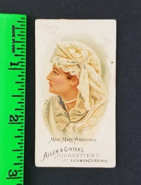 Vintage 1888 Miss Mary Anderson World Beauties Allen Ginter Tobacco N26 Card