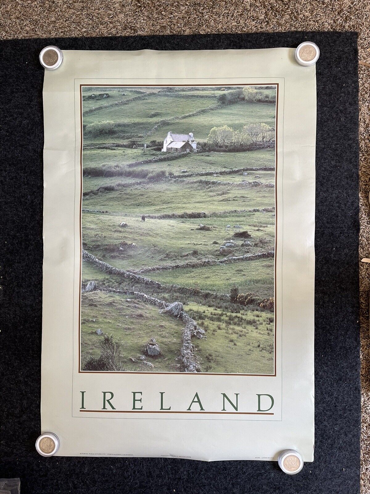 1970s Vintage Ireland Travel Poster - Irish Airline Travel Art 35 x 20