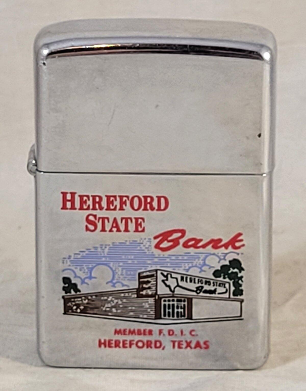 Vintage 1969 Zippo Ad Lighter Hereford State Bank Texas TX