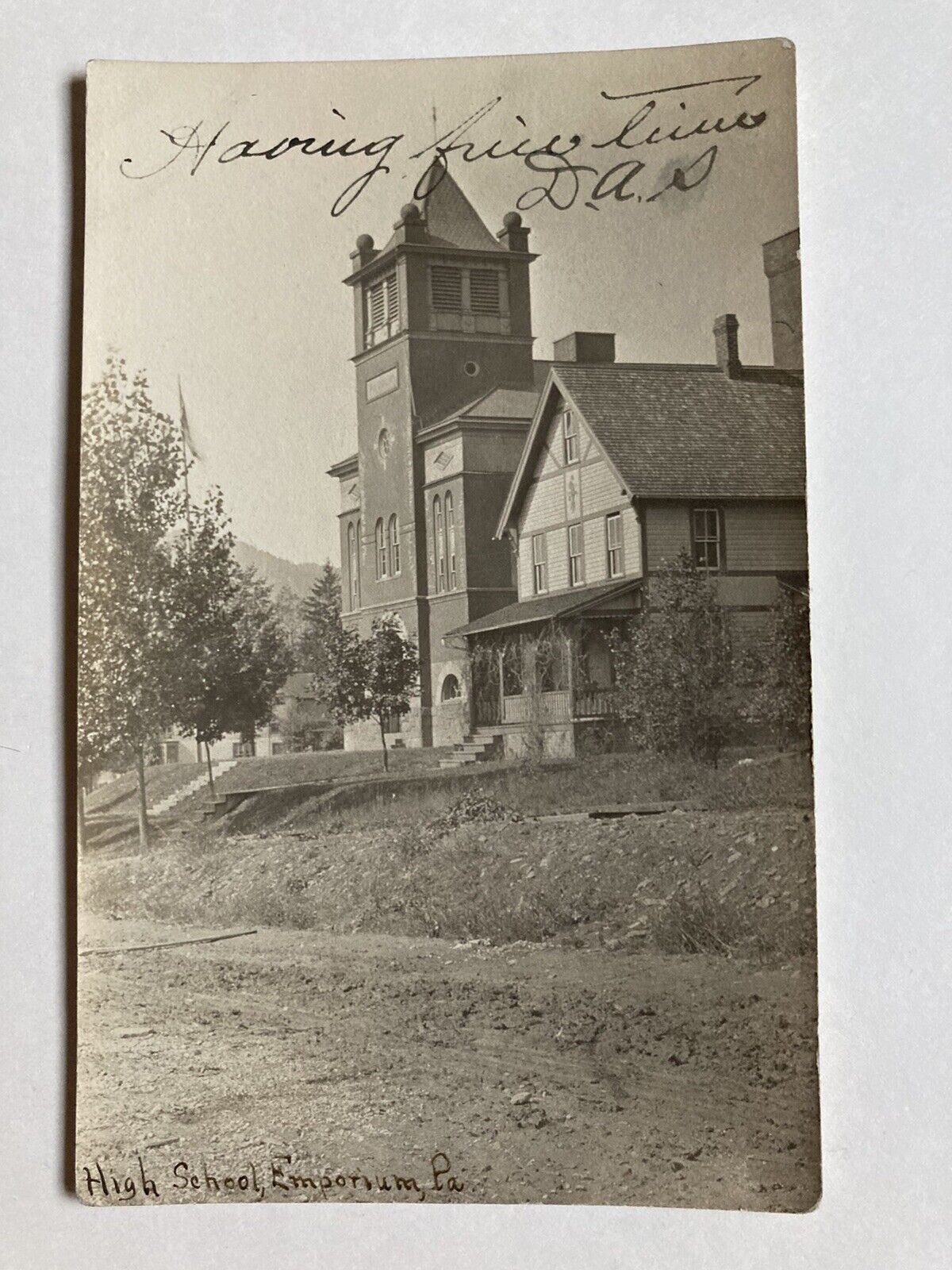 1905 RPPC EMPORIUM, PA HIGH SHCOOL- CAMERON CO REAL PHOTO