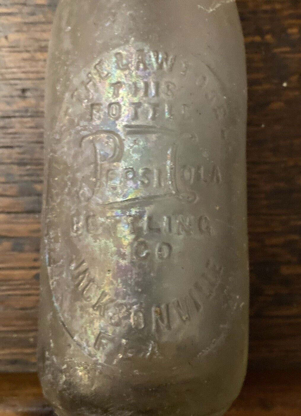 Vintage Clear Pepsi Cola Bottle Jacksonville FLA.    8 3/8” Tall Has Chip