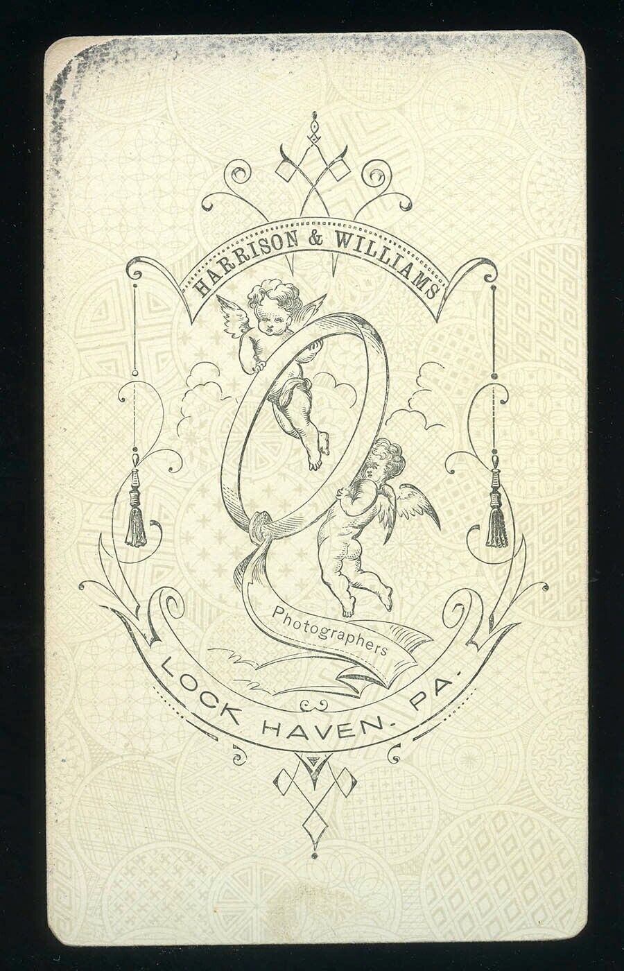 1870s CDV Harrison & Williams Photographers - Lock Haven, Pennsylvania Backmark