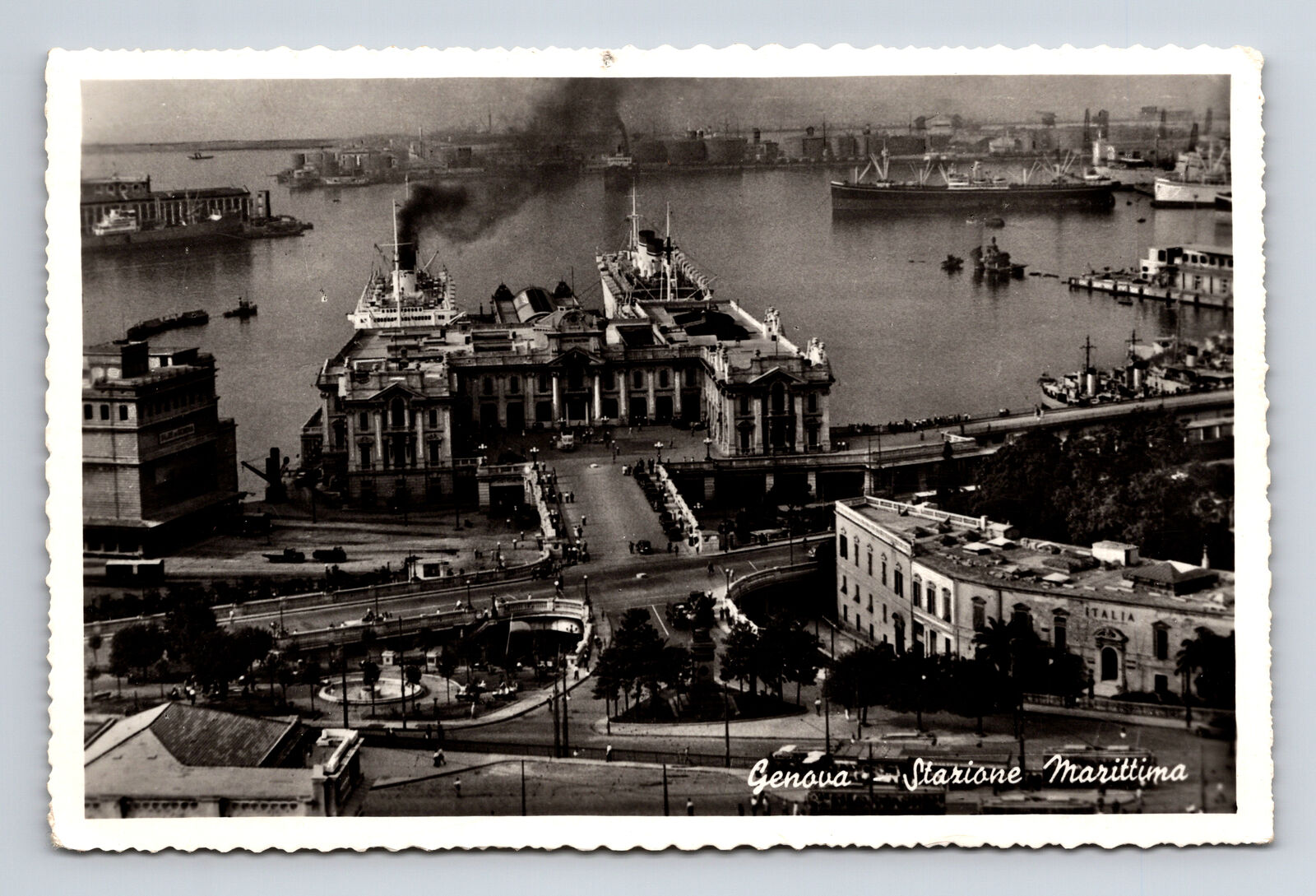 RPPC Port of Genova Starione Marittina Genoa Italy Postcard