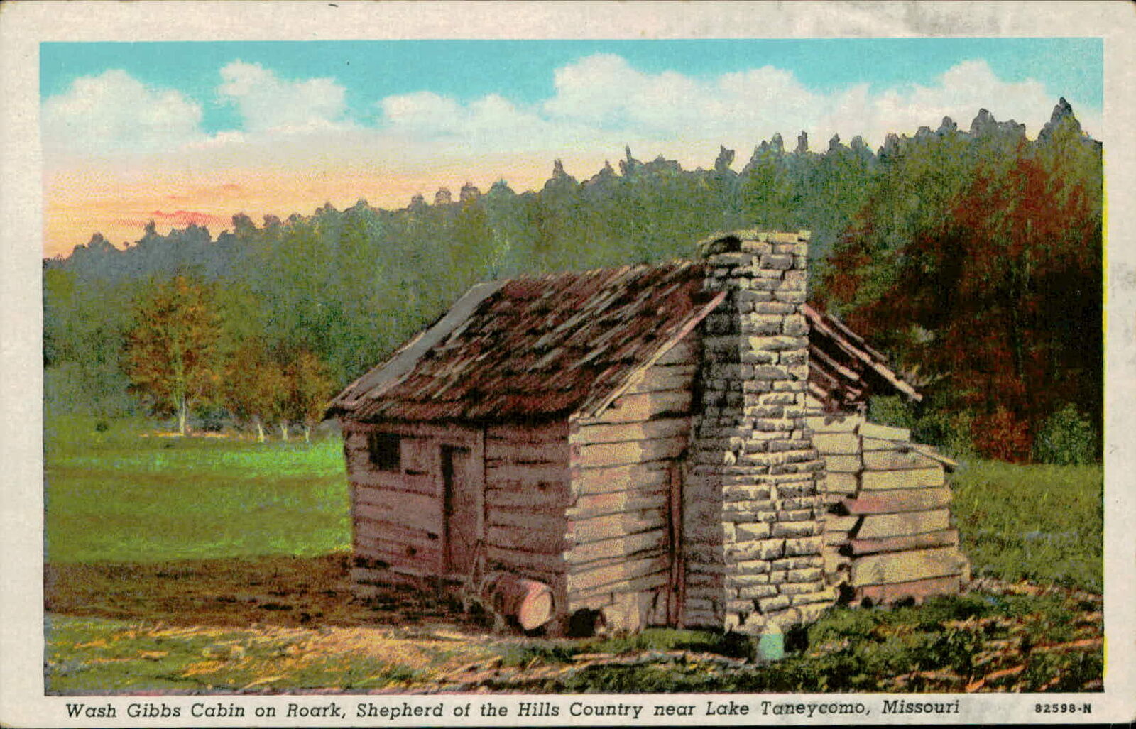 Postcard: CAS Wash Gibbs Cabin on Roark, Shepherd of the Hills Country