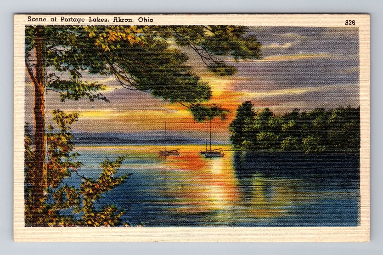 Akron OH-Ohio, Scene At Portage Lakes, Antique, Vintage Souvenir Postcard