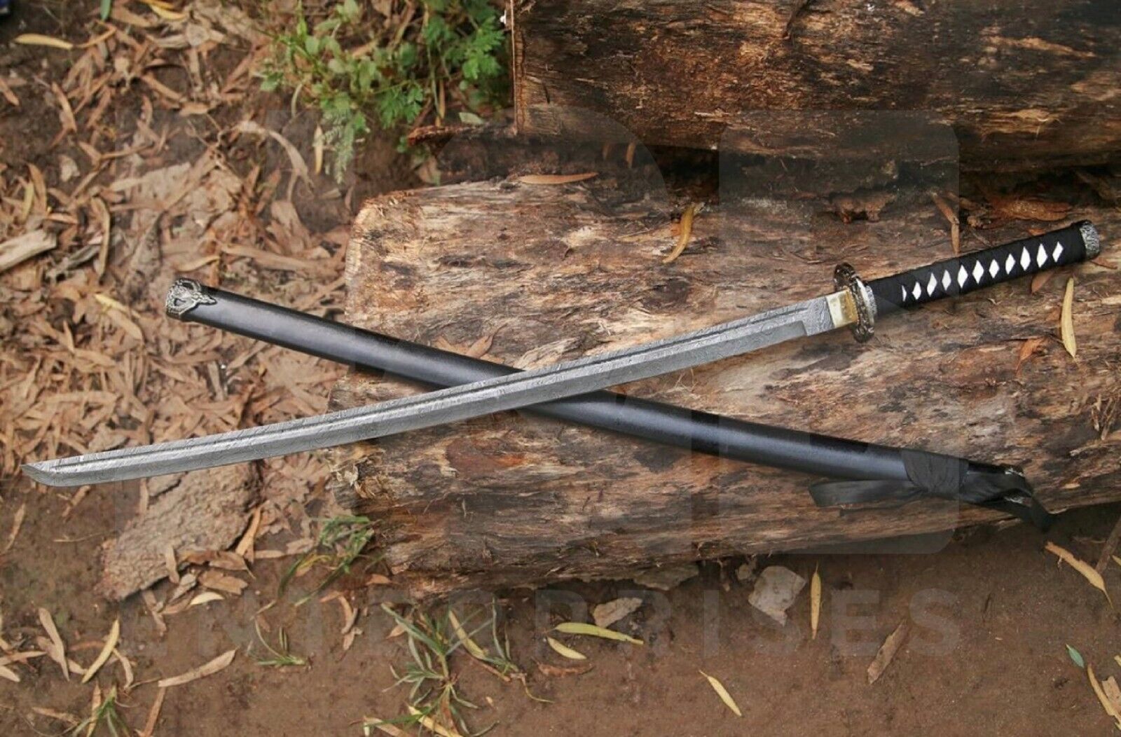 Katana Sword, Handmade Damascus Steel Blade Sword 007, Japanese Samurai Sword .