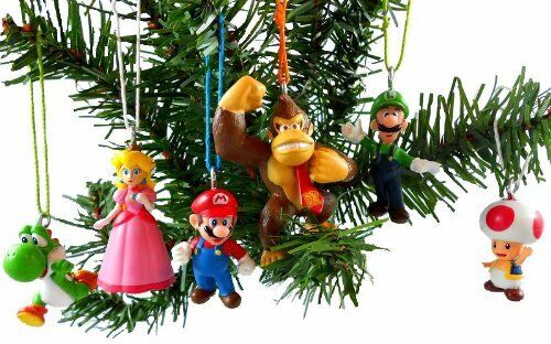 Super Mario Brothers 6 Piece Christmas Holiday Ornament Set Featuring Mario, and