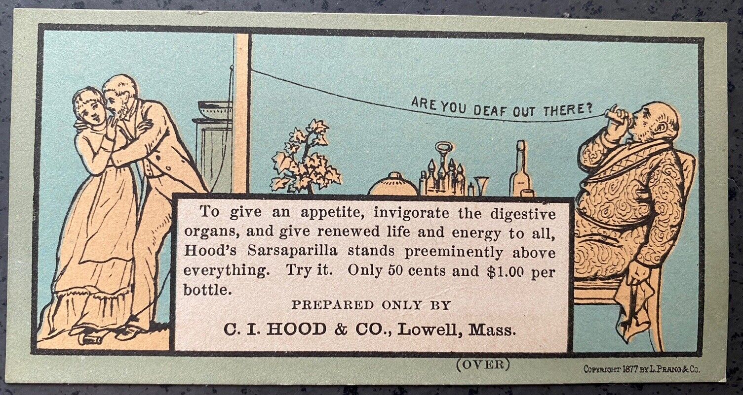 Early Hood's Sarsaparilla Trade Card By L Prang Co. 1877. Lowell, Mass