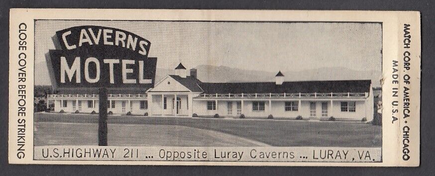 Vintage Luray Caverns Virginia Matchbook cover ( #42 )