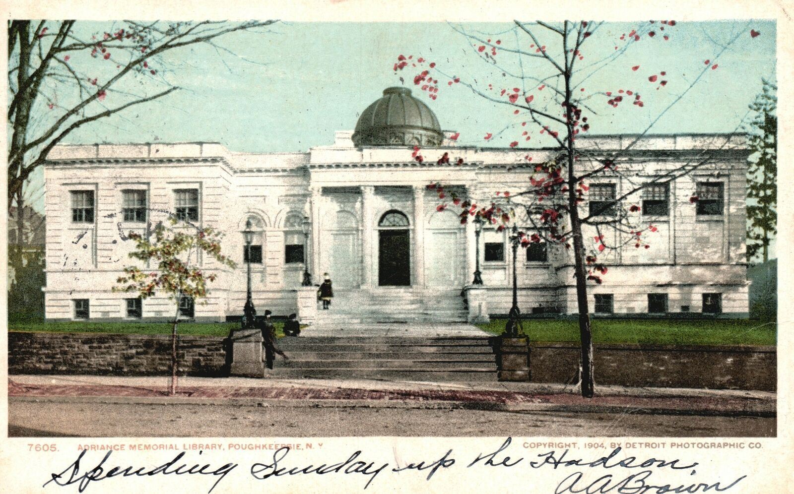 Poughkeepsie NY-New York, 1908 View Adriance Memorial Library, Vintage Postcard