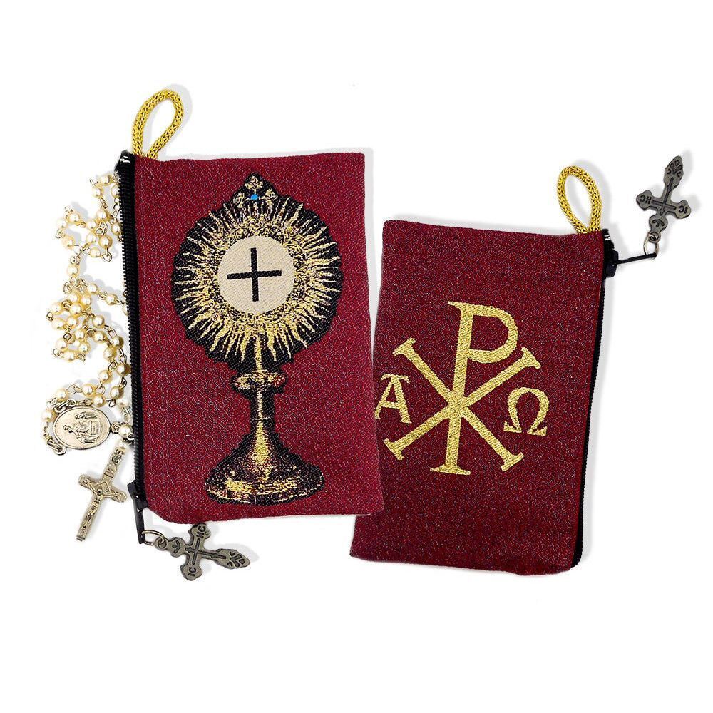 Blessed Sacrament Monstrance, Tapestry Rosary Pouch Case
