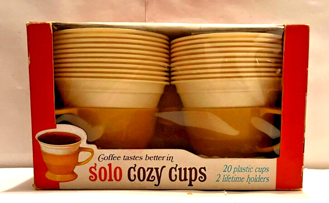 Vintage 1970's Solo Cozy Cups 2 Holders 20 Retro Cups New Old Stock