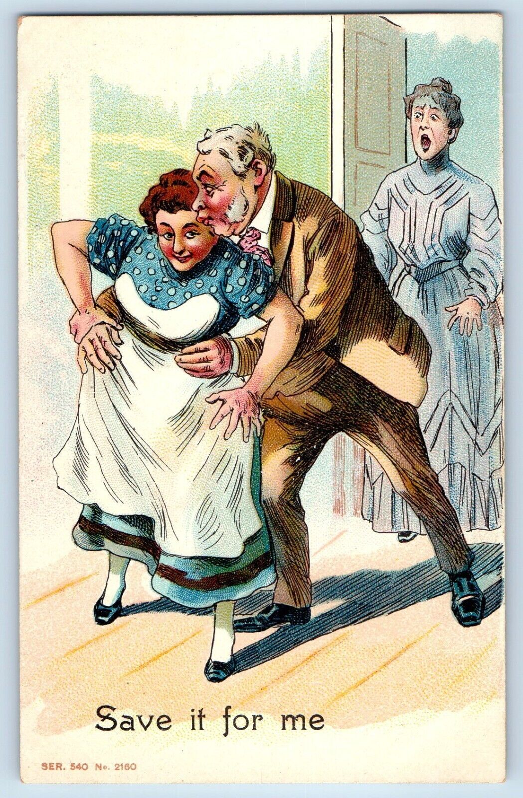 Save It For Me Postcard Husband Cheating Maid c1910\'s Unposted Antique