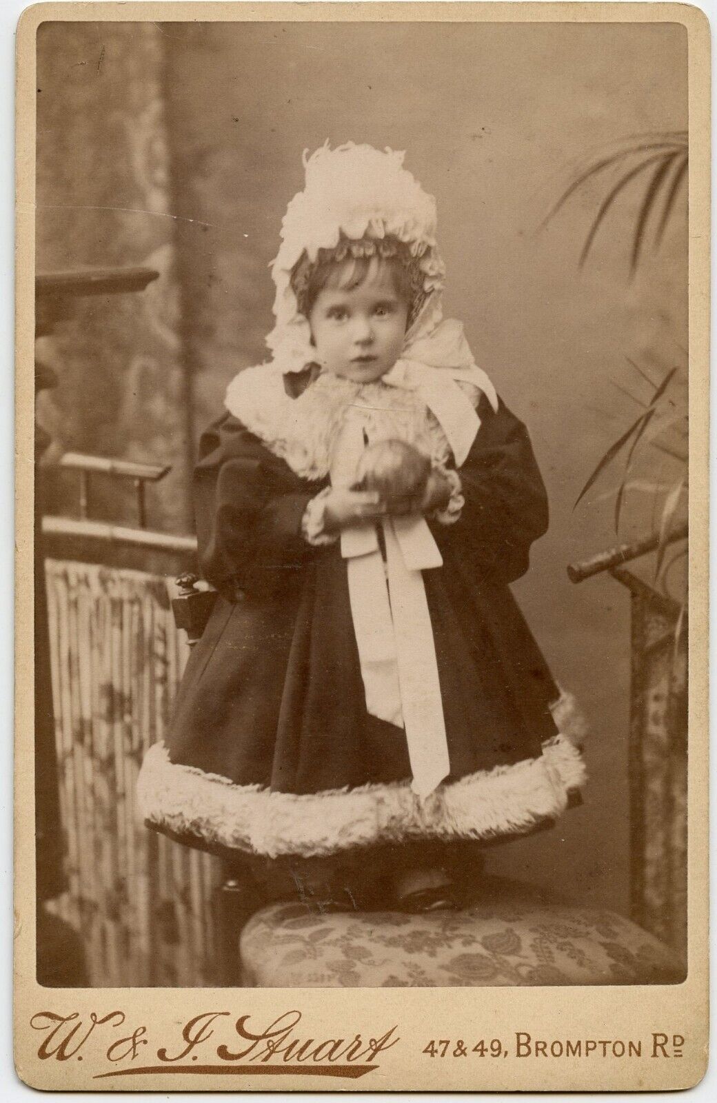 Girl - Dorothy M. Collins with Toy ? Vintage Children Photo by Stuart, London UK