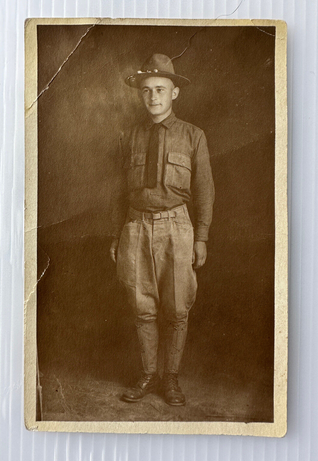 WWI  Army soldier doughboy uniform WW1 Vintage RPPC real photo postcard