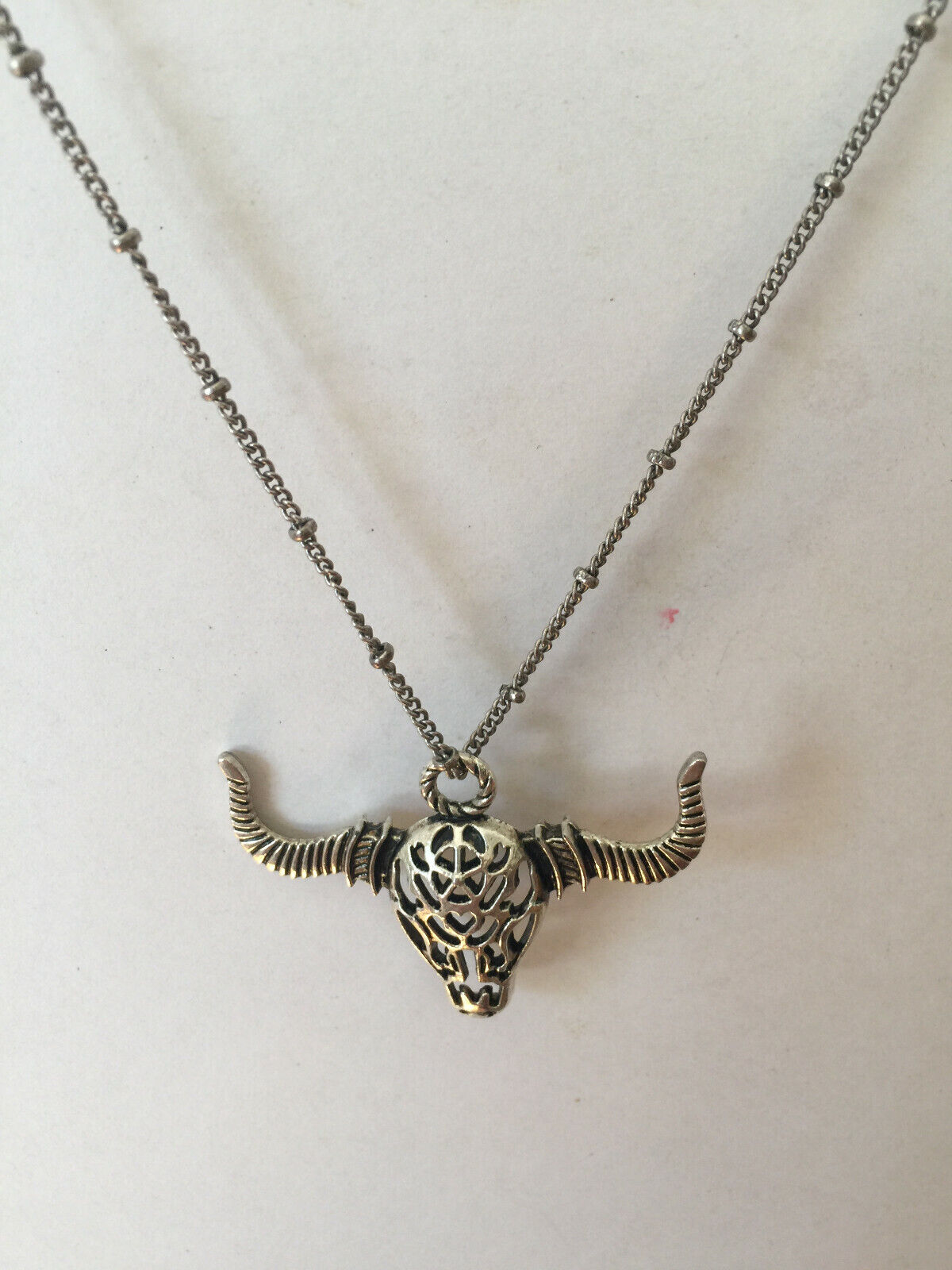 VTG Super cool carved Silver Plated bull head pendant (2\
