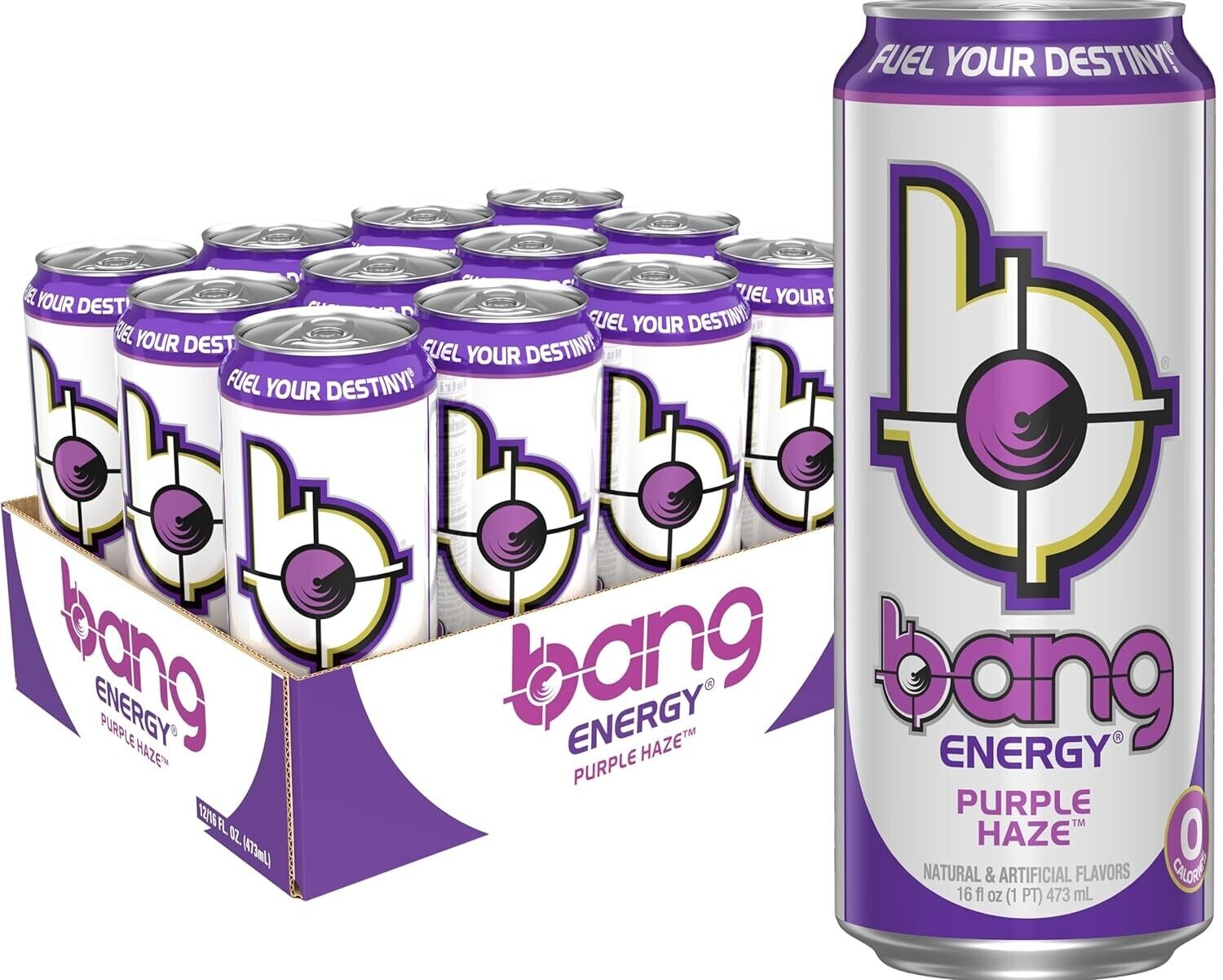 Bang Energy Purple Haze, Sugar-Free Energy Drink, 16 Ounce (Pack of 12)