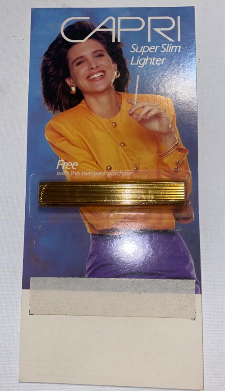 NEW in Sealed Package VIntage 3.6” Gold Ribbed Capri Cigarette Lighter
