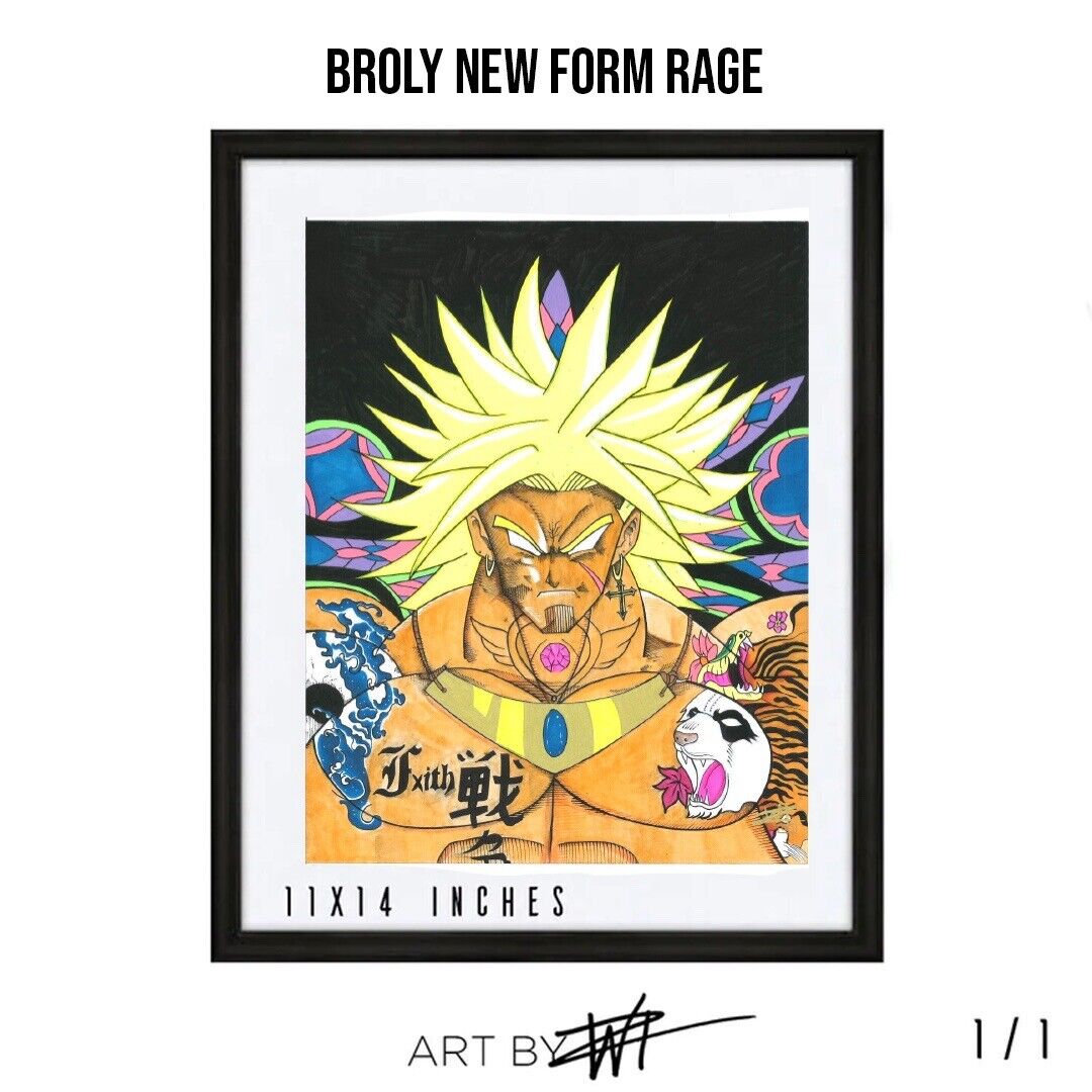 Dragon ball z Broly custom collectible 11x14 in art by wiz 