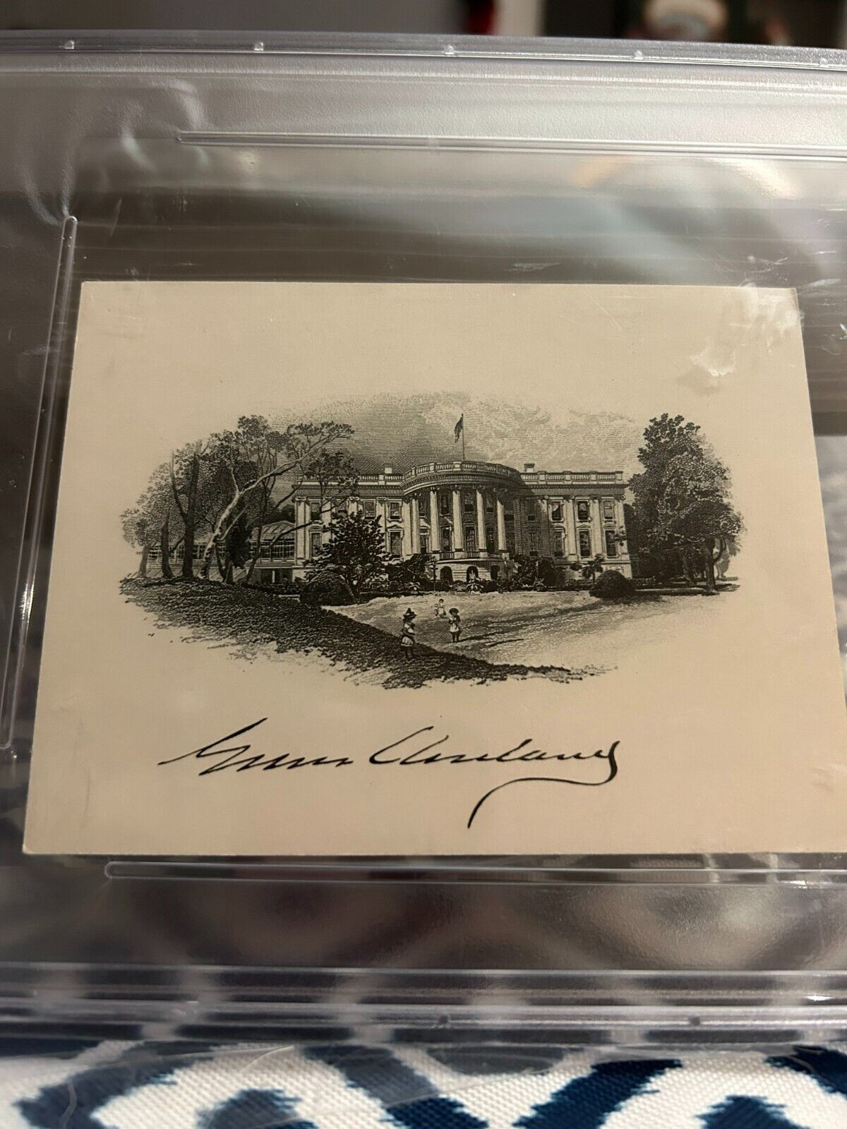 Pres. Grover Cleveland Signed Engraving of White House (PSA)