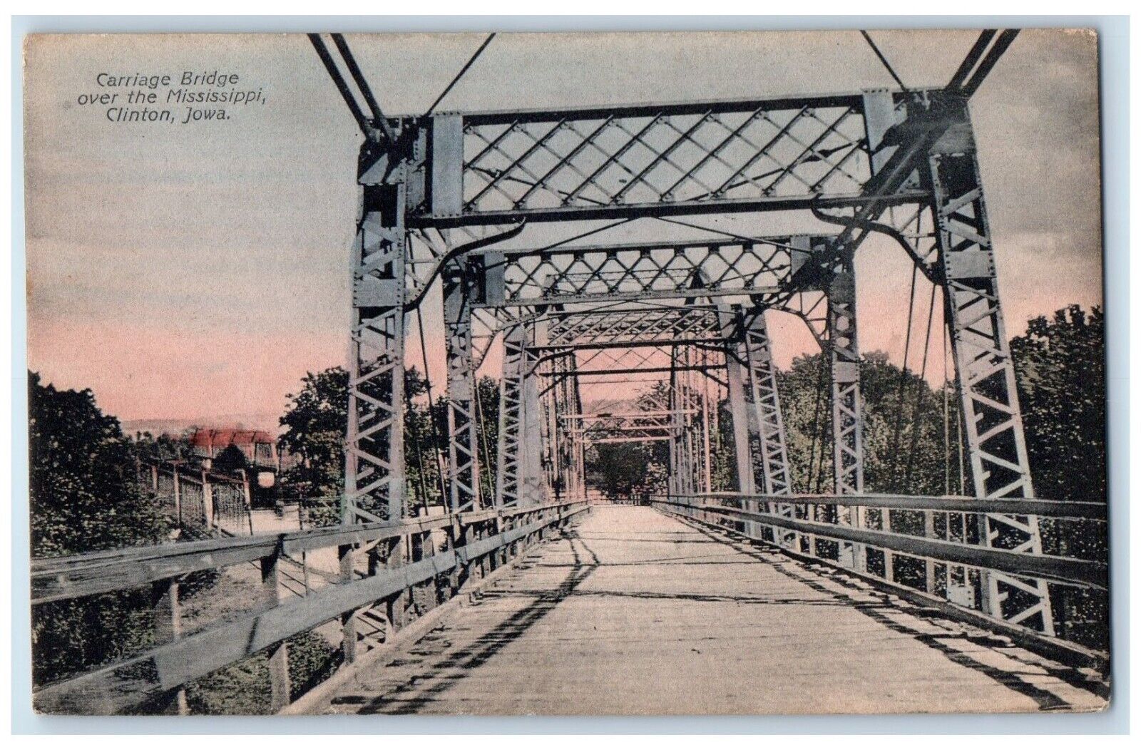 c1910 Carriage Bridge Over The Mississippi Clinton Iowa IA Antique Postcard