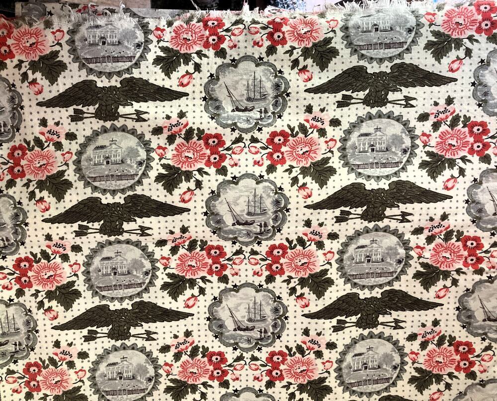 Vintage Bedford Decorama Fabric Early American Print 4 3/4 yds 48\