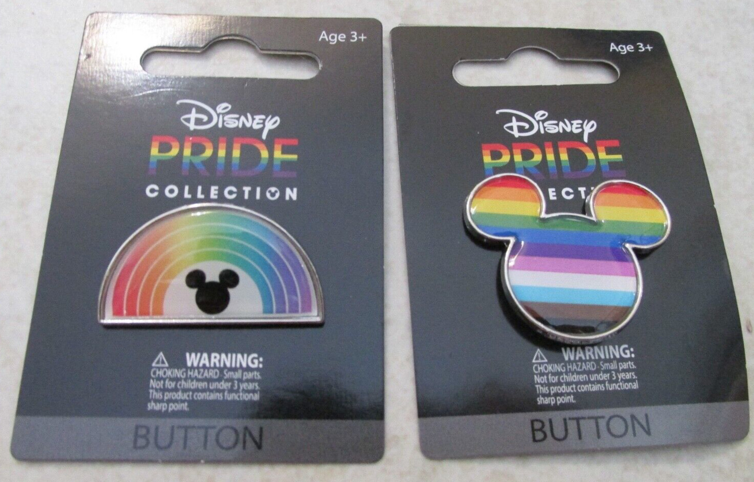 Lot of 2 Disney Pride Collection Mickey Mouse Rainbow Button Pin