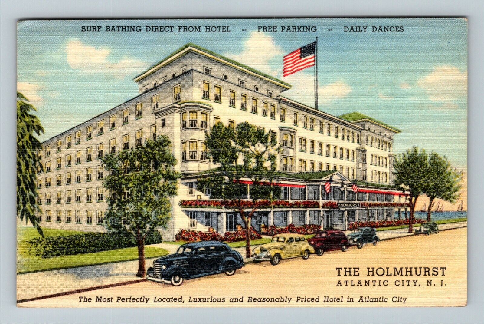 Atlantic City, NJ, Advertising The Holmhurst Hotel,  c1943 Vintage Postcard