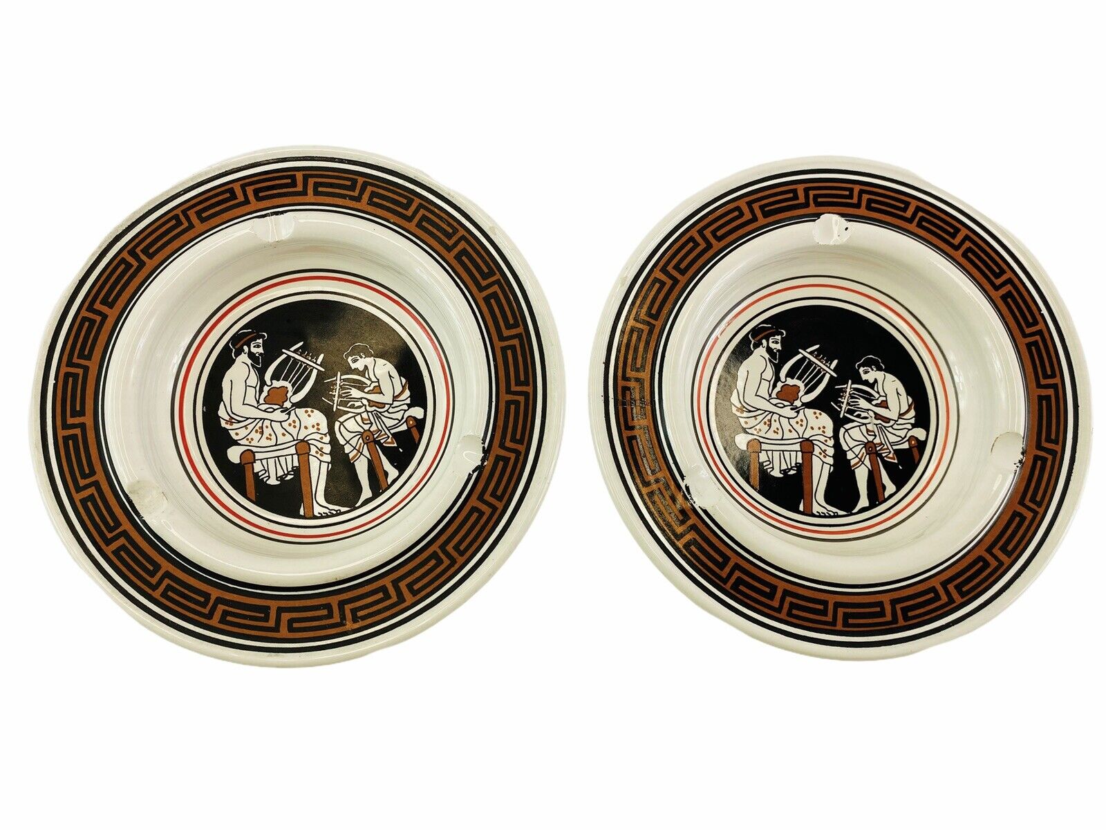 Vintage D Vassilopoulos Ashtray Lot of Two Made in Greece                       