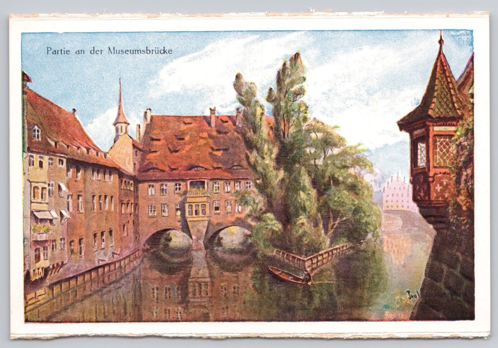 Nurnberg Germany, Museum Bridge, Vintage Postcard