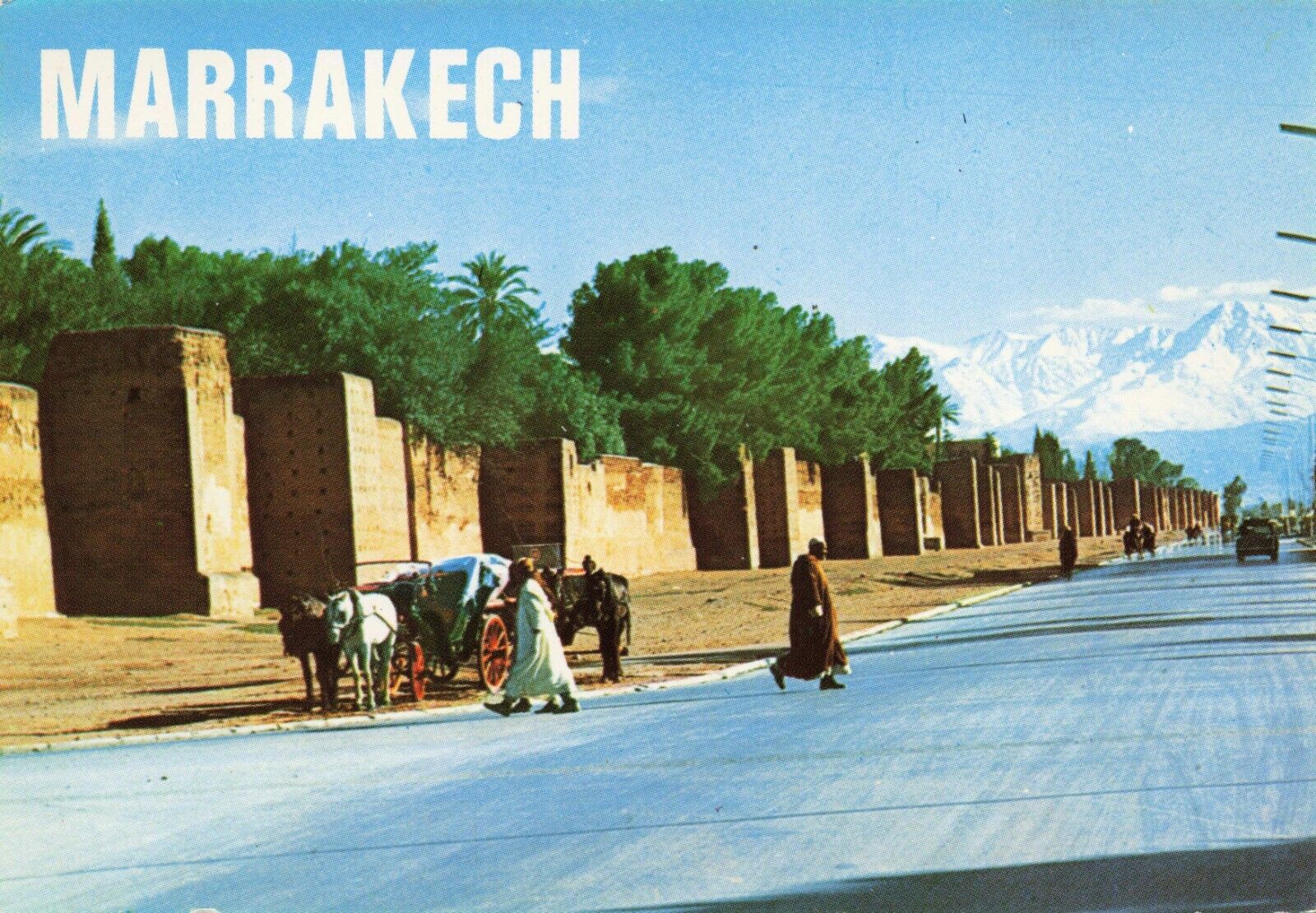 Marrakech Morocco Ramparts and High Atlas Vintage Continental Postcard Unposted
