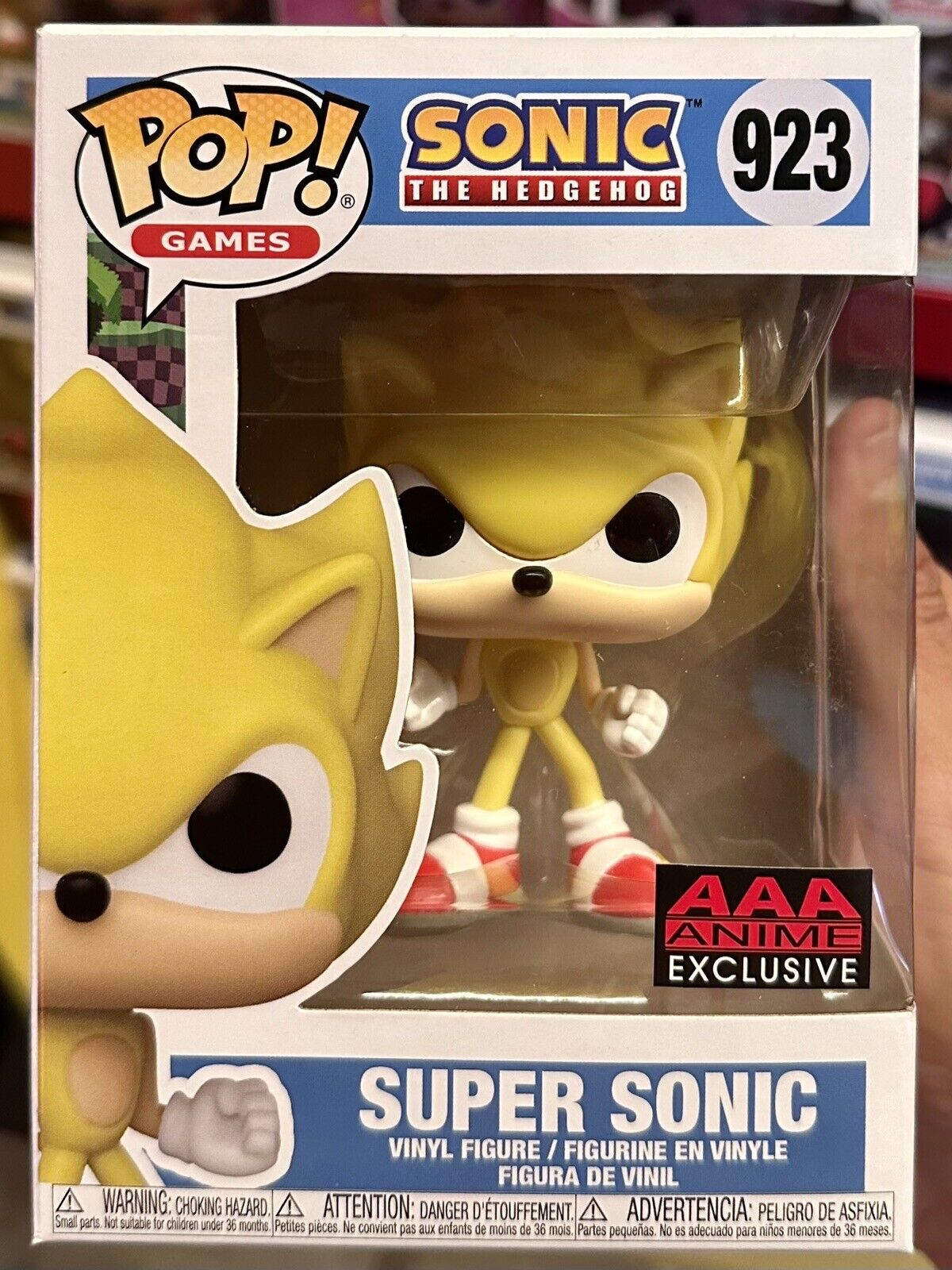 NEW FUNKO POP SUPER SONIC #923 AAA ANIME EXCLUSIVE MINT W PROTECTOR *SHIPS NOW*