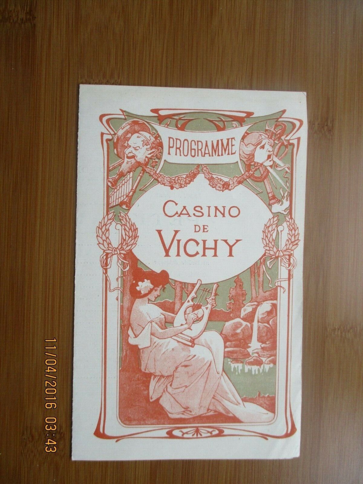 c 1920s CASINO DE VICHY PETITE MATINEE CONCERT PROGRAMME GREAT COVER ART