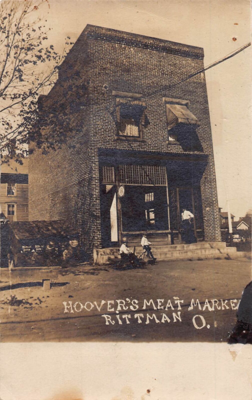 ZC1/ Rittman Ohio RPPC Postcard c1910 Hoover's Meat Market Store 25