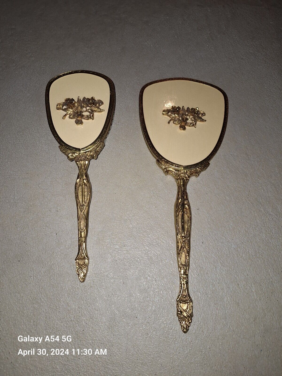 antique hair brush and mirror