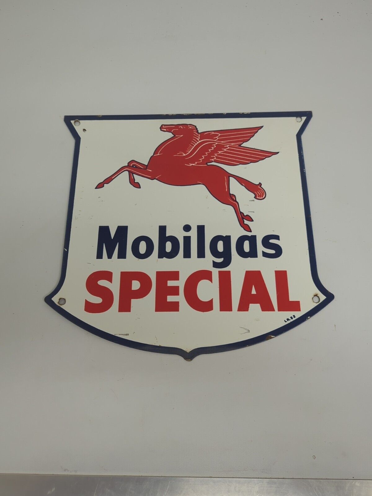 I.R 52 Original Mobilgas Special Porcelain Gas Pump Plate Sign Mobil Oil Station